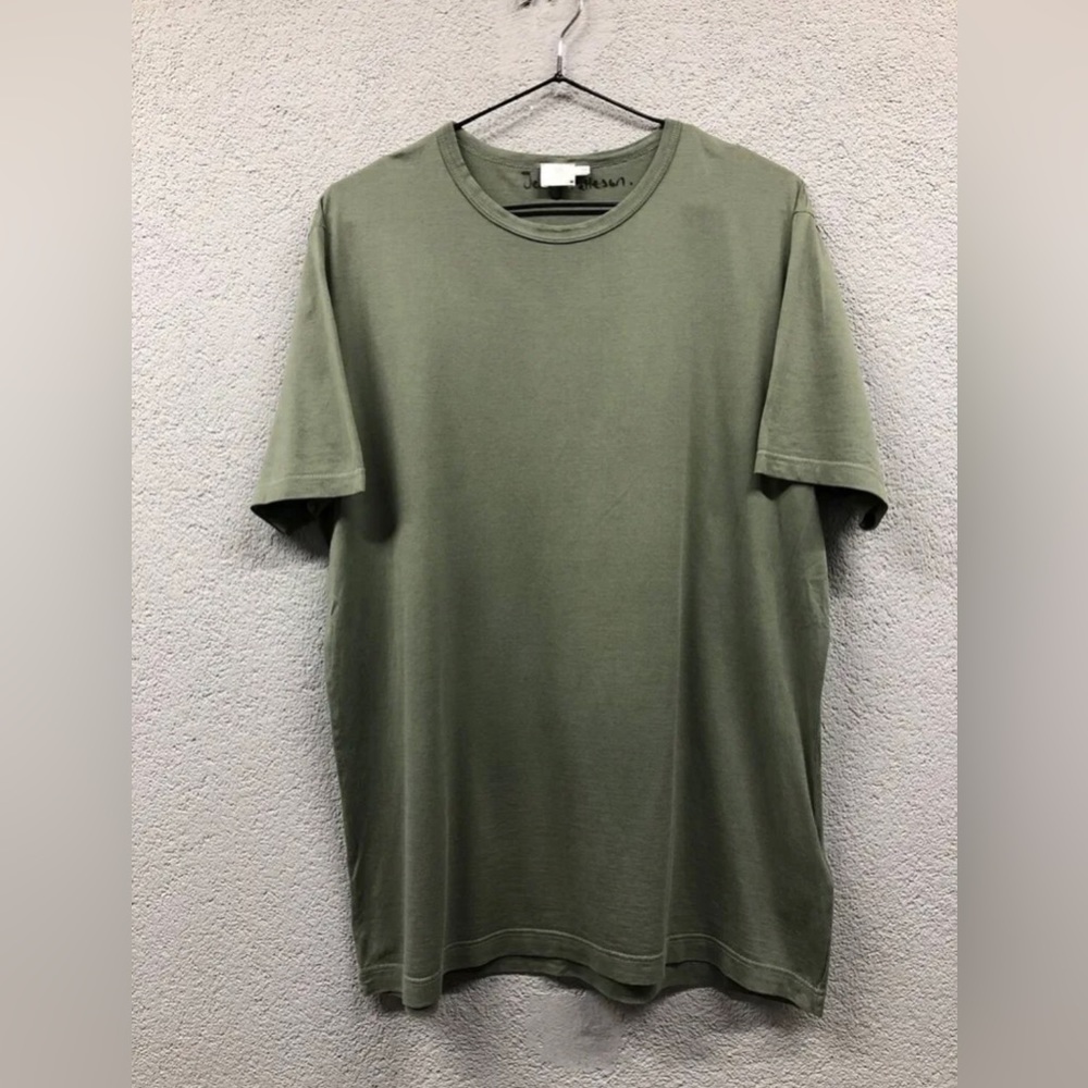 Sunspel Classic Khaki Green T-Shirt - 100% Cotton Riviera Fabric, Size Medium M